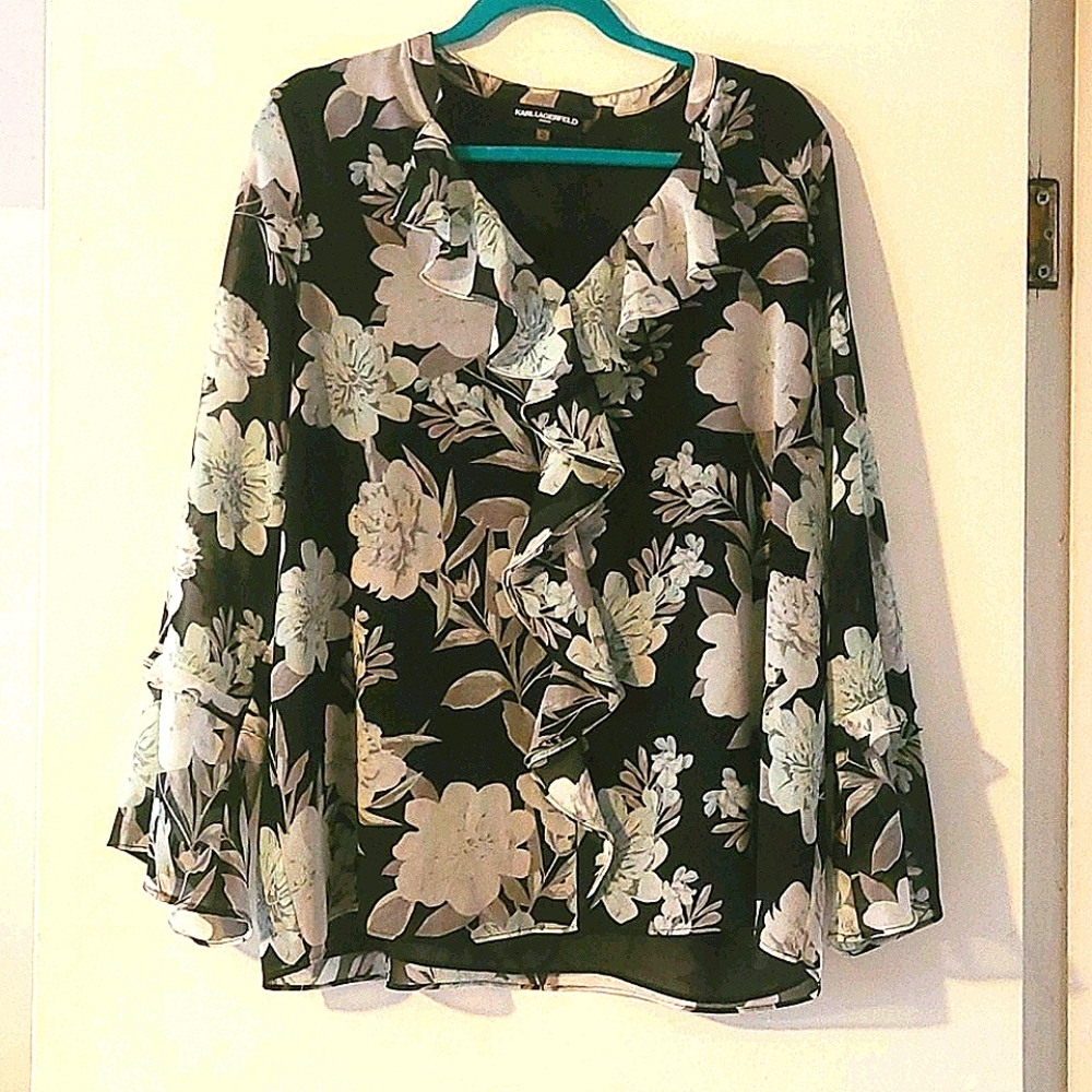 EUC Karl Lagerfeld sz xl floral blouse